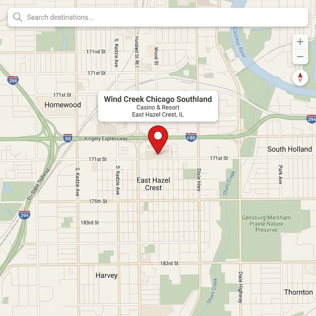 Wind Creek Chicago Southland Map Location
